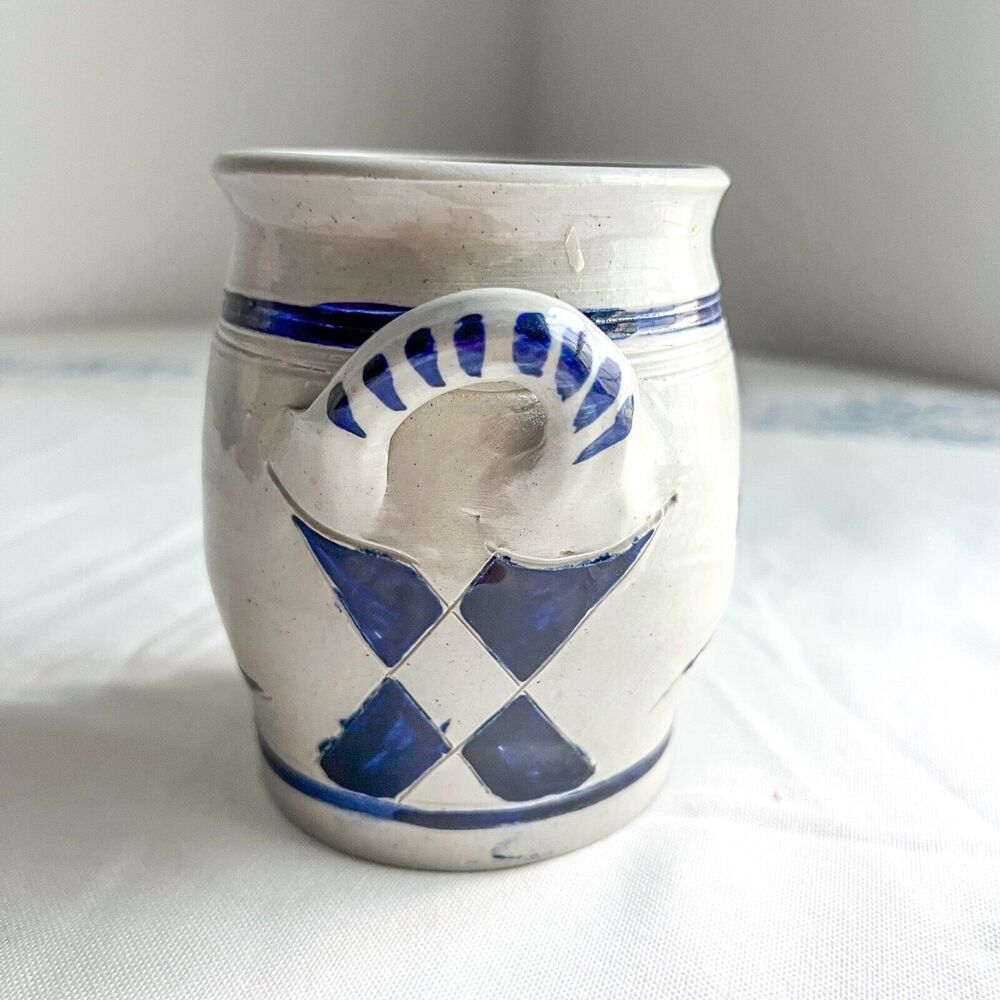 Vintage 5in Country Crock Jug Grey Blue Glazed Kitchen Stoneware Farmhouse Decor - Picture 2 of 6